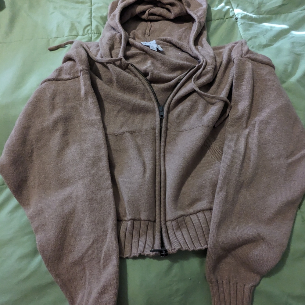 Pink Rose Tan Knit Hoodie